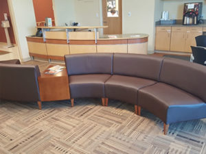 Refurbished medical clinic shown depicting commercial reupholstery services in Grand Rapids MI