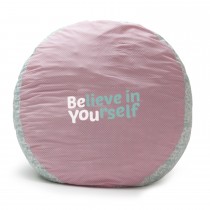 Comfort Research's "Believe in Yourself" ottoman is an item from it's Sunshine on a Rainy Day line of charity chairs.